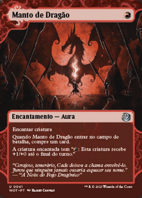Manteau de dragon (Dragon Mantle) - Wilds of Eldraine: Enchanting Tales (#41) - Illustrated by Harry Conway - Magic: The Gathering Card