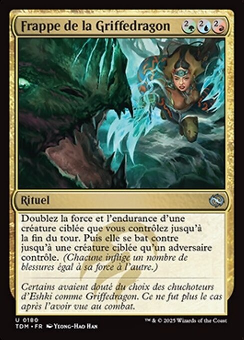 龍爪撃 (Dragonclaw Strike) - Tarkir: Dragonstorm (#180) - Illustrated by Yeong-Hao Han - Magic: The Gathering Card