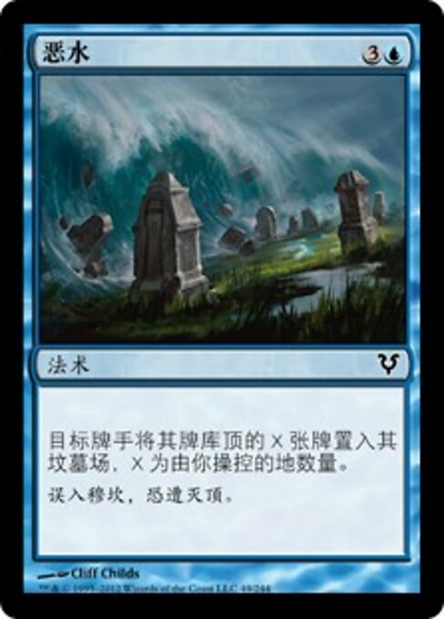 恶水 (Dreadwaters) - Avacyn Restored (#49) - Illustrated by Cliff Childs - Magic: The Gathering Card