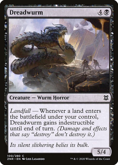 Wurm Terrificante (Dreadwurm) - Zendikar Rising (#100) - Illustrated by Lius Lasahido - Magic: The Gathering Card