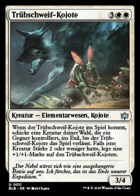 Trübschweif-Kojote (Driftgloom Coyote) - Bloomburrow (#11) - Illustrated by Betty Jiang - Magic: The Gathering Card