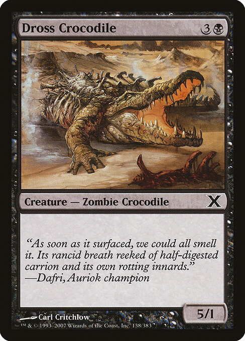 Dross Crocodile - Tenth Edition (#138) - Illustrated by Carl Critchlow - Magic: The Gathering Card