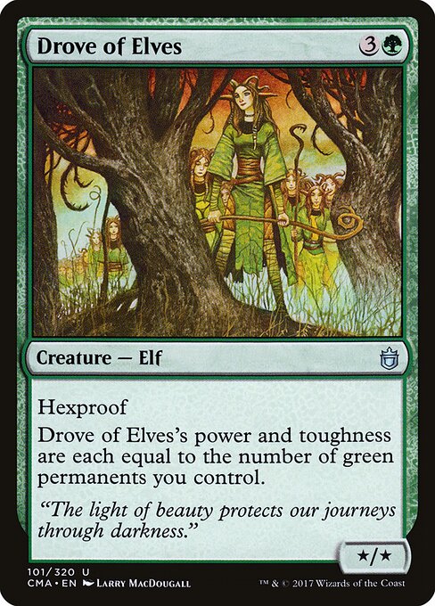 Drove of Elves - Commander Anthology (#101) - Illustrated by Larry MacDougall - Magic: The Gathering Card