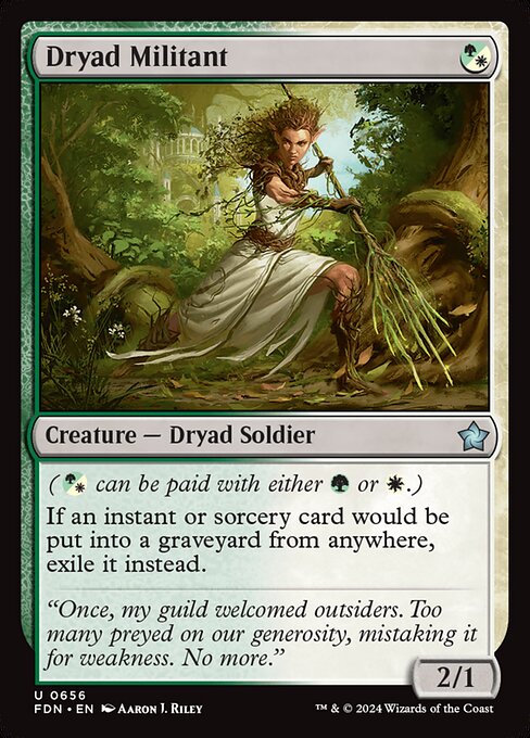 Dryad Militant - Foundations (#656) - Illustrated by Aaron J. Riley - Magic: The Gathering Card