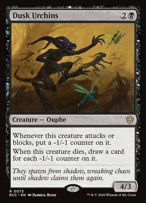 薄暮の小僧 (Dusk Urchins) - Lorwyn Eclipsed Commander (#73) - Illustrated by Darrell Riche - Magic: The Gathering Card