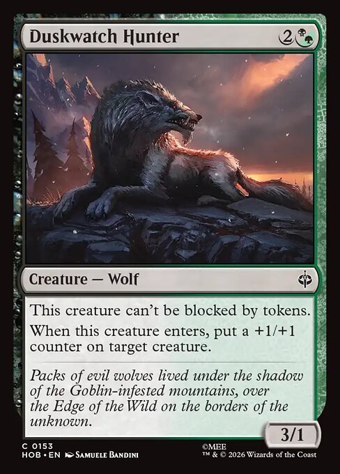 薄暮見張りの狩人 (Duskwatch Hunter) - The Hobbit (#153) - Illustrated by Samuele Bandini - Magic: The Gathering Card