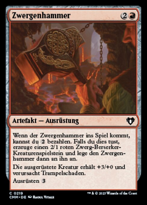 矮人战锤 (Dwarven Hammer) - Kaldheim (#133) - Illustrated by Raoul Vitale - Magic: The Gathering Card