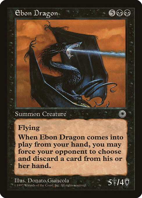 Ebenholzdrache (Ebon Dragon) - Portal (#91) - Illustrated by Donato Giancola - Magic: The Gathering Card