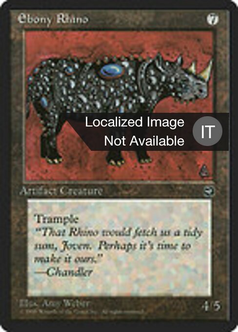 Rhinocéros d'ébène (Ebony Rhino) - Homelands (#106) - Illustrated by Amy Weber - Magic: The Gathering Card