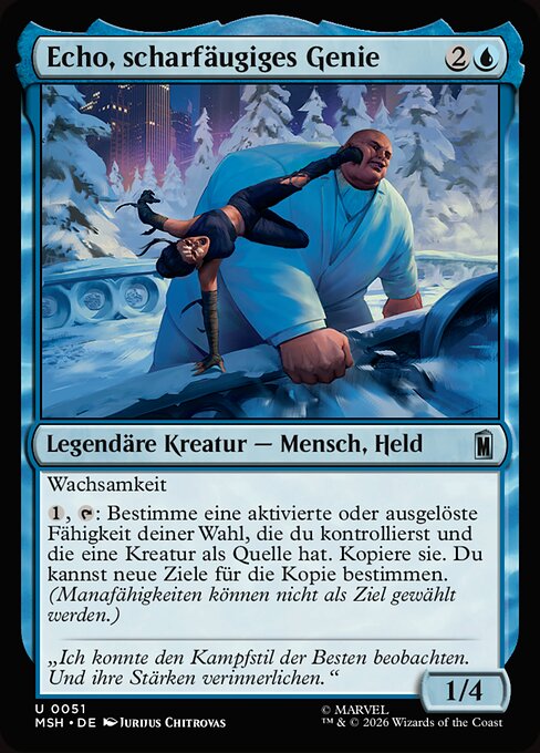 Echo, prodige perspicace (Echo, Perceptive Prodigy) - Marvel Super Heroes (#51) - Illustrated by Jurijus Chitrovas - Magic: The Gathering Card