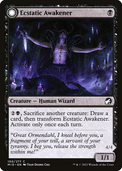 Ecstatic Awakener // Awoken Demon - Innistrad: Midnight Hunt (#100) - Illustrated by Tuan Duong Chu - Magic: The Gathering Card