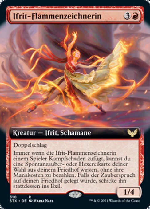 Ifrit-Flammenzeichnerin (Efreet Flamepainter) - Strixhaven: School of Mages (#310) - Illustrated by Marta Nael - Magic: The Gathering Card