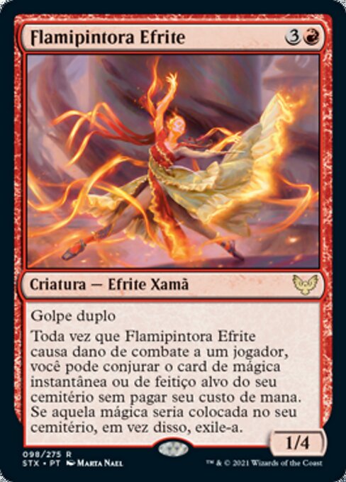 绘焰魔神 (Efreet Flamepainter) - Strixhaven: School of Mages (#98) - Illustrated by Marta Nael - Magic: The Gathering Card