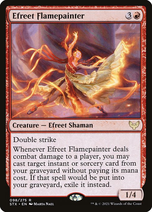 Efreet Flamepainter - Strixhaven: School of Mages (#98) - Illustrated by Marta Nael - Magic: The Gathering Card
