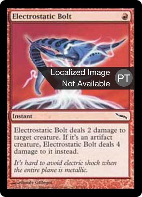 静電気の稲妻 (Electrostatic Bolt) - Mirrodin (#89) - Illustrated by Randy Gallegos - Magic: The Gathering Card