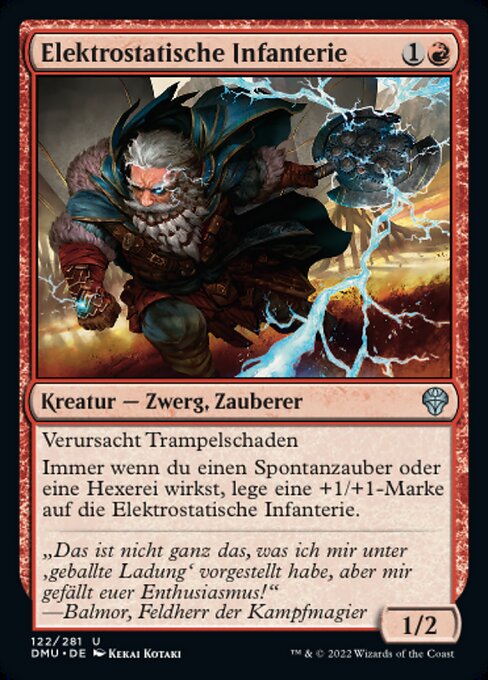Elektrostatische Infanterie (Electrostatic Infantry) - Dominaria United (#122) - Illustrated by Kekai Kotaki - Magic: The Gathering Card