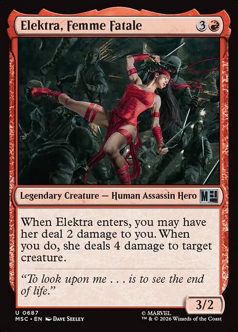 Elektra, Femme Fatale - Marvel Super Heroes Commander Magic card