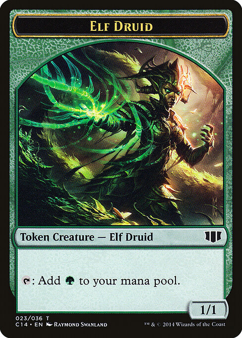 Elf Druid - Commander Anthology Tokens (#11) - Illustrated by Raymond Swanland - Magic: The Gathering Card