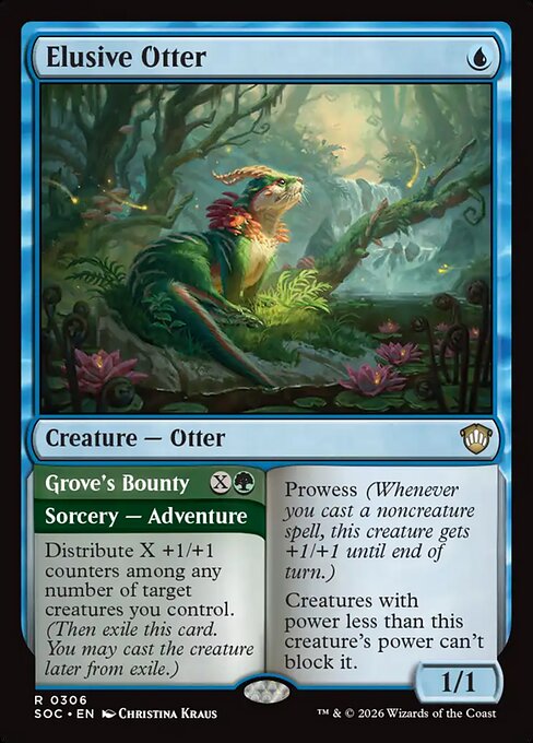 Elusive Otter // Grove's Bounty - Secrets of Strixhaven Commander Magic card