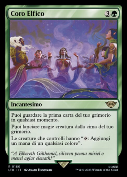 Coro Elfico (Elven Chorus) - The Lord of the Rings: Tales of Middle-earth (#160) - Illustrated by Anato Finnstark - Magic: The Gathering Card