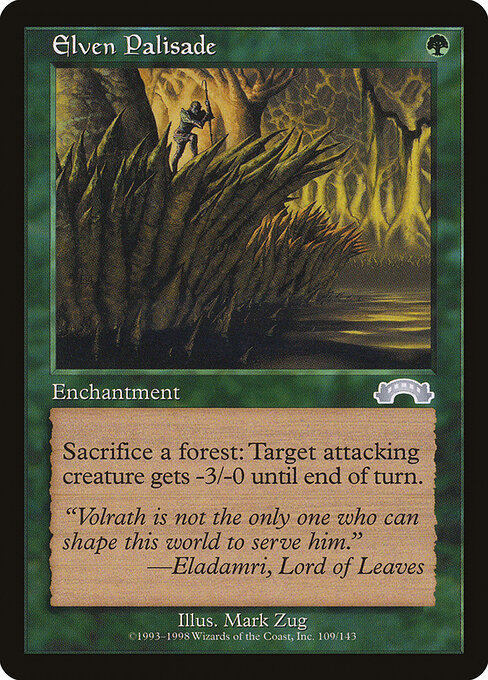 Palissade elfique (Elven Palisade) - Exodus (#109) - Illustrated by Mark Zug - Magic: The Gathering Card