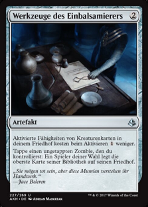 防腐師工具 (Embalmer's Tools) - Amonkhet (#227) - Illustrated by Adrian Majkrzak - Magic: The Gathering Card