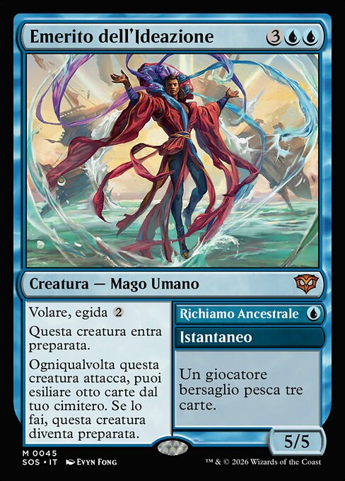 Emeritus of Ideation // Ancestral Recall - Secrets of Strixhaven (#45) - Illustrated by Evyn Fong - Magic: The Gathering Card