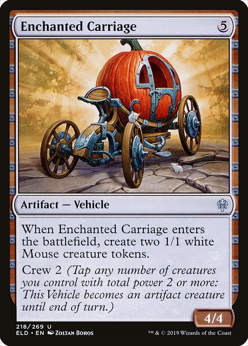 Enchanted Carriage - Throne of Eldraine (#218) - Illustrated by Zoltan Boros - Magic: The Gathering Card