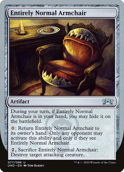 Entirely Normal Armchair - Unsanctioned (#77) - Illustrated by Tom Babbey - Magic: The Gathering Card