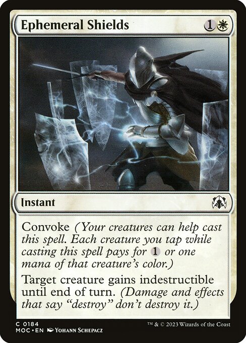 Ephemeral Shields - March of the Machine Commander (#184) - Illustrated by Yohann Schepacz - Magic: The Gathering Card