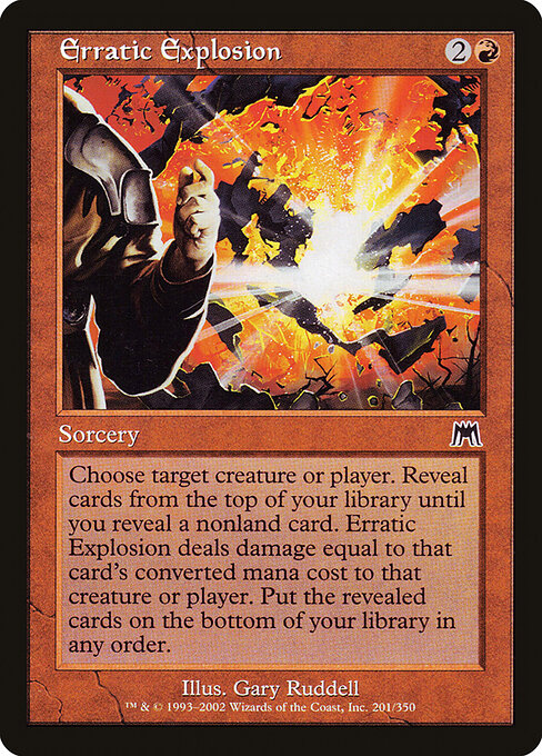 Erratische Explosion (Erratic Explosion) - Onslaught (#201) - Illustrated by Gary Ruddell - Magic: The Gathering Card