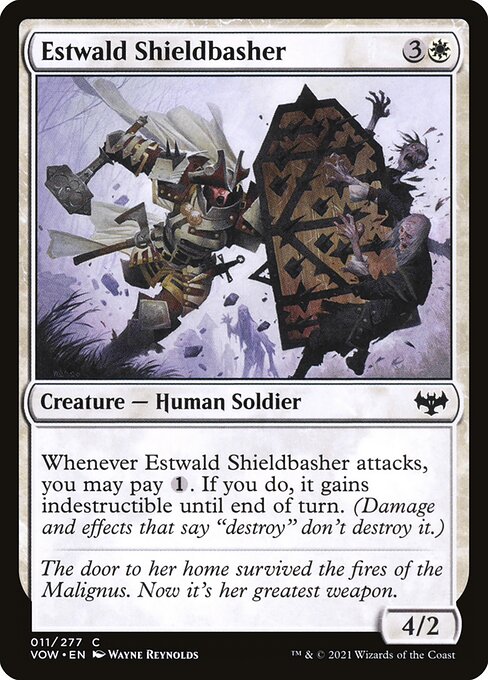 Estwald Shieldbasher - Innistrad: Crimson Vow (#11) - Illustrated by Wayne Reynolds - Magic: The Gathering Card