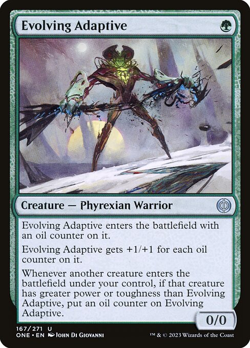 Adaptada evolucionadora (Evolving Adaptive) - Phyrexia: All Will Be One (#167) - Illustrated by John Di Giovanni - Magic: The Gathering Card