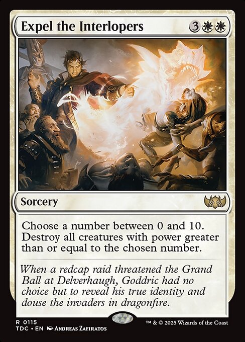 Expel the Interlopers - Tarkir: Dragonstorm Commander (#115) - Illustrated by Andreas Zafiratos - Magic: The Gathering Card