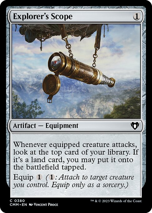 Explorer's Scope - Commander Masters (#380) - Illustrated by Vincent Proce - Magic: The Gathering Card
