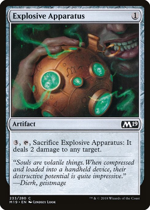 Взрывоопасный Аппарат (Explosive Apparatus) - Core Set 2019 (#233) - Illustrated by Lindsey Look - Magic: The Gathering Card