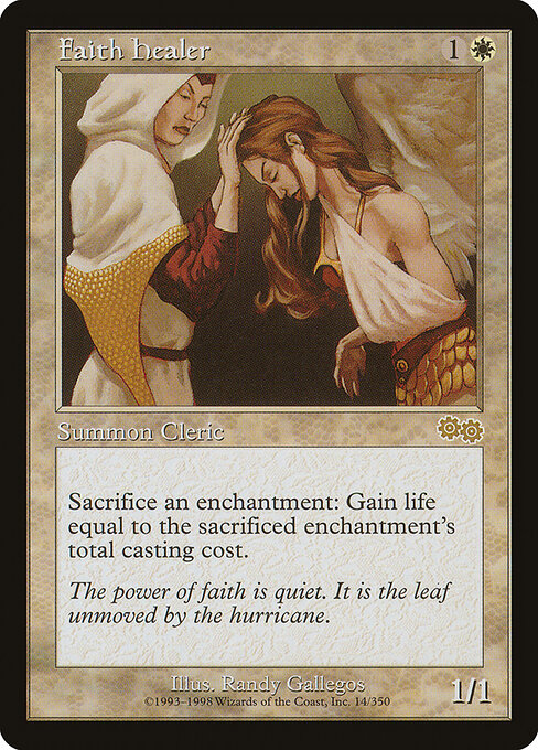 Wunderheiler (Faith Healer) - Urza's Saga (#14) - Illustrated by Randy Gallegos - Magic: The Gathering Card
