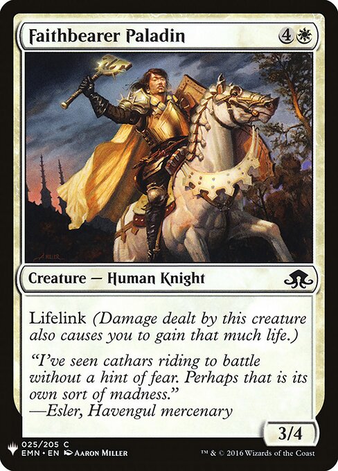 秉信神聖武士 (Faithbearer Paladin) - Eldritch Moon (#25) - Illustrated by Aaron Miller - Magic: The Gathering Card