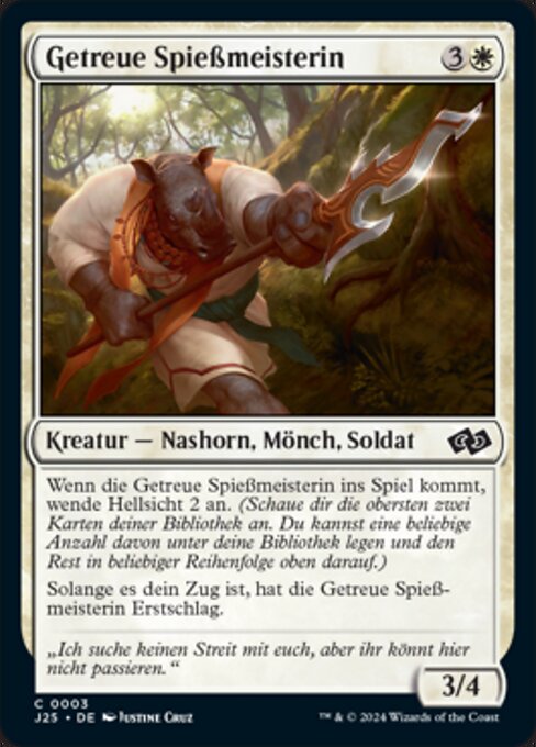 Maîtresse piquière fidèle (Faithful Pikemaster) - Foundations Jumpstart (#3) - Illustrated by Justine Cruz - Magic: The Gathering Card