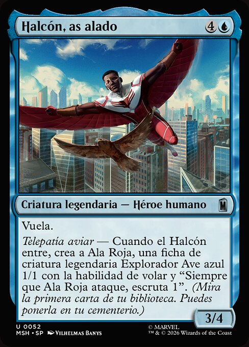 Halcón, as alado (Falcon, Winged Wonder) - Marvel Super Heroes (#52) - Illustrated by Vilhelmas Banys - Magic: The Gathering Card