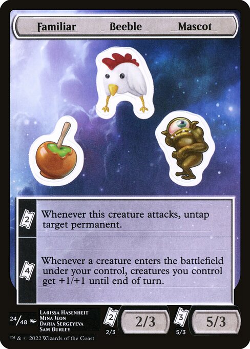 Familiar Beeble Mascot - Unfinity Sticker Sheets (#24) - Illustrated by Larissa Hasenheit & Mina Jeon - Magic: The Gathering Card