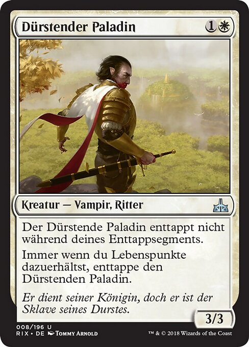 飢饉神聖武士 (Famished Paladin) - Rivals of Ixalan (#8) - Illustrated by Tommy Arnold - Magic: The Gathering Card