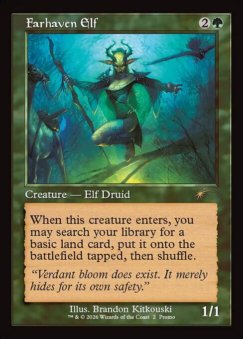Farhaven Elf - Wizards Play Network 2026 (#2) - Illustrated by Brandon Kitkouski - Magic: The Gathering Card