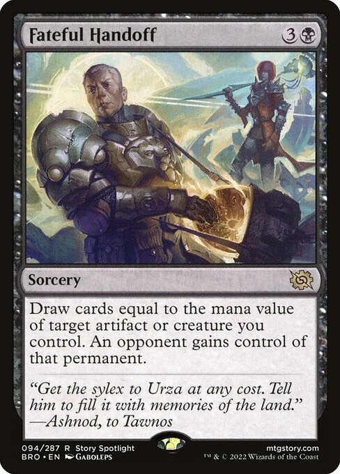 Entrega fatídica (Fateful Handoff) - The Brothers' War (#94) - Illustrated by Gaboleps - Magic: The Gathering Card