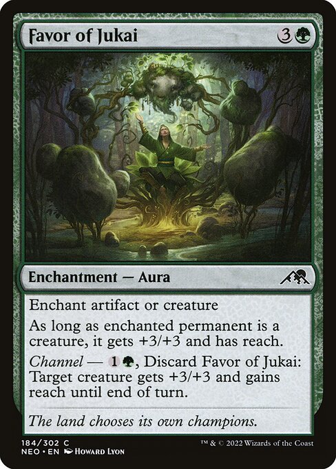 Faveur de Jukai (Favor of Jukai) - Kamigawa: Neon Dynasty (#184) - Illustrated by Howard Lyon - Magic: The Gathering Card