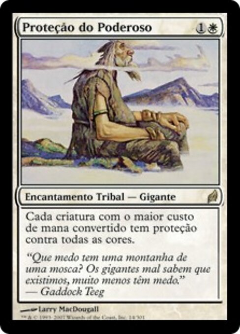 Proteção do Poderoso (Favor of the Mighty) - Lorwyn (#14) - Illustrated by Larry MacDougall - Magic: The Gathering Card