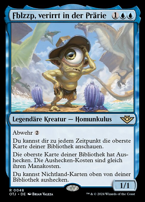 Fblzzp, verirrt in der Prärie (Fblthp, Lost on the Range) - Outlaws of Thunder Junction (#48) - Illustrated by Brian Valeza - Magic: The Gathering Card