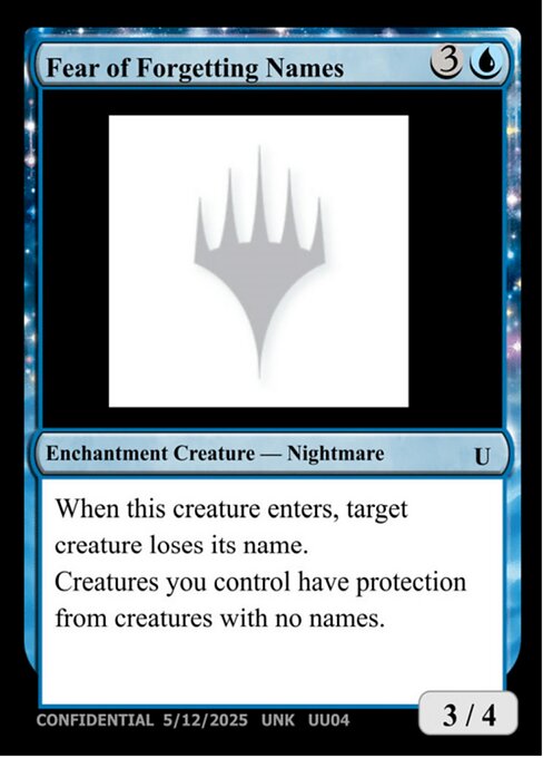 Fear of Forgetting Names - Unknown Event (#UU04c) - Magic: The Gathering Card