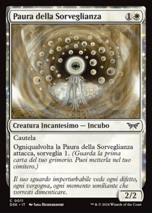 Miedo a la supervisión (Fear of Surveillance) - Duskmourn: House of Horror (#11) - Illustrated by Jana Heidersdorf - Magic: The Gathering Card