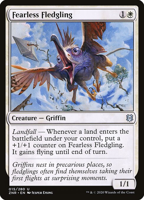 Oisillon intrépide (Fearless Fledgling) - Zendikar Rising (#15) - Illustrated by Jesper Ejsing - Magic: The Gathering Card